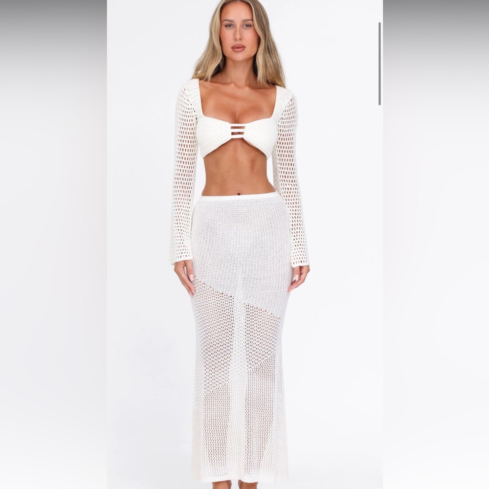 White Crochet Two-Piece Set